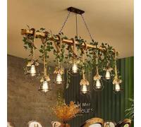 LYMSXAZOU American Retro Pastoral Hemp Rope Restaurant Pendant Light Creativity Music Cashier Counter Bar Coffee Shop Milk Tea Clothing Store Plant Decoration Chandelier (H 8 Lights)