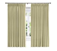 LYMSXAZOU Blackout Pinch Pleated Silk Satin Curtain Panel Energy Saving Soundproof Drapery for Window Treatment Khaki 46" W x 72" L