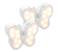 LYMSXAZOU Bright Dimmable Butterfly LED Night Light Motion Sensor Lamp with Spotlight and 2 Color Temperature 2PCS