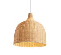 LYMSXAZOU Ceiling Chandelier, Rattan Wicker Semi Flush Light Modern Industrial Bamboo Hanging Lamp Fixture Beige Natural Pendant For Dining Room Bedroom Kitchen Island