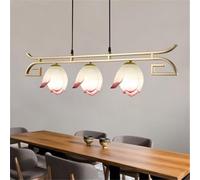 LYMSXAZOU Contemporary Lotus Pendent Lights Chinese Retro Creativity Living Room Restaurant Bedroom Villa Hotel Tearoom Study LED Decoration Chandelier (B 3 Lights)
