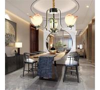 LYMSXAZOU Contemporary Lotus Pendent Lights Chinese Retro Creativity Living Room Restaurant Bedroom Villa Hotel Tearoom Study LED Decoration Chandelier (C 3 Lights)