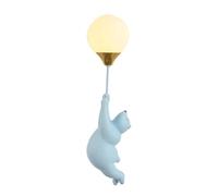 LYMSXAZOU Creative Wall Sconce Lights Cute Bear Shape Resin Base Cartoon Lamps Indoor 3D Moon Acrylic Shade Art Deco Light for Bedroom Corridor Living Room (White)