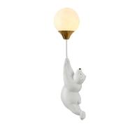 LYMSXAZOU Creative Wall Sconce Lights Cute Bear Shape Resin Base Cartoon Lamps Indoor 3D Moon Acrylic Shade Art Deco Light for Bedroom Corridor Living Room (White)