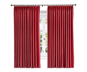 LYMSXAZOU Energy Saving Red Silk Solid Curtain 46" W x 72" L Pinch Pleated Satin Drapery Panel with Blackout Lining Soundproof Window Treatment 1