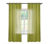 LYMSXAZOU Extra Wide 100"x96" Natural Linen Grommet Curtain Panel Light Filtering Drapes for Living Room Bedroom Oil Green Color Long 102" Window Curtains and