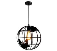 LYMSXAZOU Future Sense Ball Metal Ceiling Pendant Light, Globe Lamp, Boy Room Lights, Shade Industrial Lighting for Classroom, Creative Museum Chandelier Lamp,Black,20cm(B)