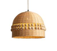 LYMSXAZOU Handmade Woven Pendant Light Bamboo Wicker Decor Chandelier Rattan Hanging Lamp 1 Pack Bohemia Simplicity Craft Lamps Indoor Lighting for Living Room Bedroom Kitchen Island