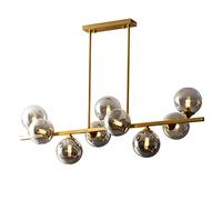 LYMSXAZOU Mid Century Chandelier Gold Brass Linear Glass Globe Chandeliers Magic Bean Molecular Ceiling Pendant Light for Living Room Bedroom Dining