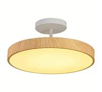 LYMSXAZOU Minimalist Imitation Wood Grain Ceiling Light Contemporary Panel Semi Mount Lamp Modern Round Metal Fixture for Living Room Restaurant Balcony(Wood,50cm)