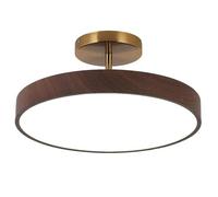 LYMSXAZOU Minimalist Imitation Wood Grain Ceiling Light Contemporary Panel Semi Mount Lamp Modern Round Metal Fixture for Living Room Restaurant Balcony(Walnut,40cm)