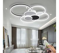 LYMSXAZOU Modern Black 7 Ring LED Ceiling Light 100W 8000LM Dimmable 3500K 6500K Remote Control Ideal for Living Room Bedroom Kitchen Dining