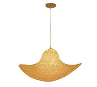 LYMSXAZOU Modern Boho Woven Chandeliers Bamboo Hanging Light LED Ceiling Fixture Creative Straw Hat Decorative Large Chandelier Rattan For Dining Kitchen Island Living Room Bedroom