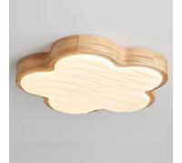 LYMSXAZOU Modern Ceiling Light Oak Fixture,3CCT in One LED Flush Mount 32W Kitchen Lights,Flower Shade Close to Lamp (Walnut Color) for Hallway Entryway Bedroom Living Room Bathroom