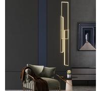 LYMSXAZOU Modern Dimmable Pendant Light with Remote Control Adjustable Height 100W Chandelier for High Ceiling Long Staircase Foyer and Hotel 3 Rings Rectangle Black Fixture