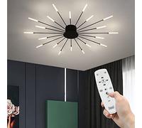 LYMSXAZOU Modern Fireworks Ceiling Light With Remote Control, LED Creative Flower Shape Lamp Fixture Nordic Semi-Flush Mount Acrylic Lighting For Living Dining Room Bedroom (Black,20-Light)