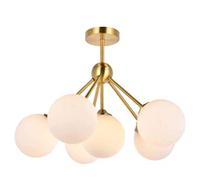 LYMSXAZOU Modern Pendant Light Chandelier Nordic All-Copper Ceiling During Lighting Molecules Brass Kitchen Bedroom Flush Mounted Fixture(Size:6 heads,Color:C)