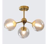 LYMSXAZOU Modern Pendant Light Chandelier Nordic All-Copper Ceiling During Lighting Molecules Brass Kitchen Bedroom Flush Mounted Fixture(Size:3 heads,Color:B)