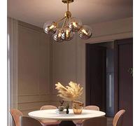 LYMSXAZOU Modern Pendant Light Chandelier Nordic All-Copper Ceiling During Lighting Molecules Brass Kitchen Bedroom Flush Mounted Fixture(Size:5 heads,Color:A)