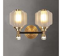 LYMSXAZOU Modern Wall Lights Creative Acrylic Lampshade Mid Century Lamp G9 Brass Sconce Lighting for Bedroom Living Room Bathroom Hotel Vanity Hallway (Double head)