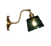 LYMSXAZOU Modern Wall Lights Glass Shade Industrial Sconce Lighting Single Head Retro Bedside Brass Lamps for Bedroom, Living Room, Hallway, Bathroom, Study (Green)