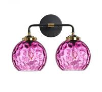 LYMSXAZOU Modern Wall Lights Vintage Double heade Sconce Pink Glass Shade Lamps Bathroom Vanity Light Fixture Over Mirror for Bedroom, Living Room, Restaurant, Hallway