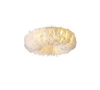 LYMSXAZOU Modern White Feather Chandelier 8 Light Ceiling Fixture for Bedroom Bathroom and Kitchen Romantic Semi Flush Mount Hallway Basement 40cm