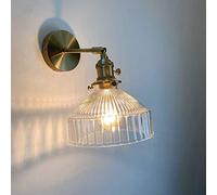 LYMSXAZOU Nordic Personality Glass Brass Wall Lamp Literary Fresh Wind Light E27 Socket Lighting Fitting Bedroom Bedside for Dining Room Aisle Balcony Sconce,Clear