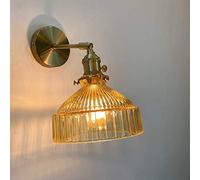 LYMSXAZOU Nordic Personality Glass Brass Wall Lamp Literary Fresh Wind Light E27 Socket Lighting Fitting Bedroom Bedside for Dining Room Aisle Balcony Sconce,Amber