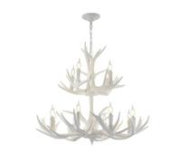 LYMSXAZOU Rustic Deer Antler Chandelier 6-8 Head Stag Lamp LED Home Lighting Resin Material Includes Light Bulbs 100x75cm Unique Interior Decoration
