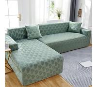 LYMSXAZOU Sectional Sofa Cover L Shape,Love Covers Elastic Wear-resistant Corner Chaise Longue Slipcovers Chair Protector 1 2 3 4 5 Seater,for Living Room Pets Kids,Green,3seat:190-230