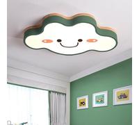 LYMSXAZOU Semi Flush Mount Ceiling Light LED Round Lighting Dimming Kids Room Lamp 24W Modern Cartoon Wood for Girls Children Acrylic Shade 50 * 18 5cm(Green Color)