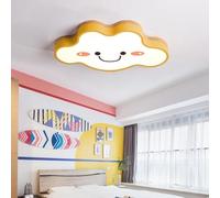LYMSXAZOU Semi Flush Mount Ceiling Light LED Round Lighting Dimming Kids Room Lamp 24W Modern Cartoon Wood for Girls Children Acrylic Shade 50 * 18 5cm(Yellow Color)