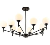 LYMSXAZOU Simple Molecular Glass Chandelier,Living Room Dining Bedroom,E27 Nordic Magic Bean Chandelier-Black. 10 Head Made in China