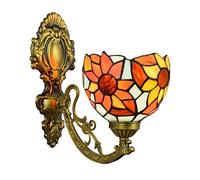 LYMSXAZOU Single Head Stained Glass Wall Lamp Sconces Creative Handmade Lampshade E27 Bedside Vintage Lights for Bedroom Study Restaurant Kitchen Living Room