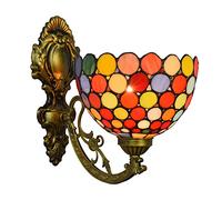 LYMSXAZOU Single Head Stained Glass Wall Sconce Creative Handmade Lampshade E27 Bedside Lamp Vintage Lights for Bedroom Study Restaurant Kitchen Living Room Style