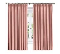 LYMSXAZOU Solid Coral Silk Satin Curtain Panel 46" W x 72" L Energy Saving & Soundproof Pinch Pleated Drapery with Blackout Lining Luxurious Window Treatment