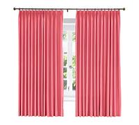 LYMSXAZOU Soundproof Energy Saving Polyester Cotton Silk Solid Curtain Fuchsia 46" W x 72" L Blackout Pinch Pleated Drapery Panel