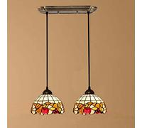 LYMSXAZOU Style Vintage Chandelier Pendant Light with 8" Shade for Dining Room Living Bedroom Stained Glass Ceiling Lamp Fixture Restaurant Island Hallway Elegant Home Decor Lighting