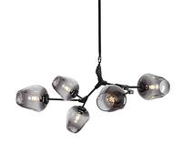 LYMSXAZOU Vintage Bubble Glass Chandelier Modern 9-Lights Irregular Metal During Light Adjustable Unique Hanging for Kitchen Island Dining Room-Gradient Smoke Gray lampshade Black 5 Heads