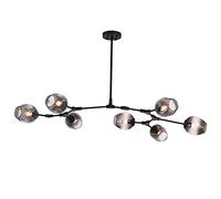 LYMSXAZOU Vintage Bubble Glass Chandelier Modern 9-Lights Irregular Metal During Light Adjustable Unique Hanging for Kitchen Island Dining Room-Gradient Smoke Gray lampshade Black 7 Heads