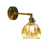 LYMSXAZOU Vintage Wall Lights Tulip Glass Lampshade Up & Down Adjustable Sconces with Switch Industrial Modern Lamp for Bedroom Loft Living Room Kitchen (Amber)