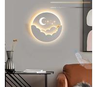 LYMSXAZOU Wall Lamps,Led Lights Indoor Modern Dimmable Moon Sun Lamp with Remote Control Aluminum Acrylic Bedroom Kids Night Light/White/B