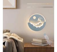 LYMSXAZOU Wall Lamps,Led Lights Indoor Modern Dimmable Moon Sun Lamp with Remote Control Aluminum Acrylic Bedroom Kids Night Light/White/B