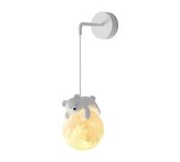 LYMSXAZOU Wall Sconce 3D Printing Moon Ball Lights Cute Cartoon Bear Nordic 3-Colour Dimmable Bedside Lamp for Bedroom Hallway Living Room