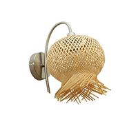 LYMSXAZOU Wicker Bamboo Wall Lamp Interior Lights Diy Lantern Rattan Lampshade Rustic Lighting Fixtures Sconces Decor for Living Room Restaurant Coffee Bar Corridor,E27 Base