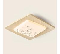 LYMSXAZOU Yellow Travertine Flush Mount Ceiling Light 20" Mid Century Fixture with Printed Pattern Natural Stone Lamp Japanese Wabi Sabi Style LED 3 Color Lighting for Entryway Bedroom