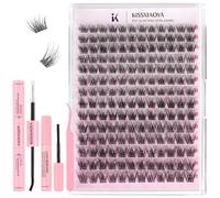 LYMYBETY 168Pcs Individual Eyelashes Kit D Curl 10-18mm Lash Clusters with Lash Bond & Seal & Remover &Tweezers DIY Eyelash Extensions for DIY at Home (W-7 KIT, 10-18 mm)