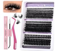 LYMYBETY Fluffy Individual Eyelashes Kit 270Pcs D Curl Cluster Lashes 10-18mm DIY Lash Extension kit Russian Individual Eyelashes with Lash Bond and Seal,Tweezers for Beginners(60+80+100 KIT, 10-18mm)