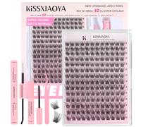 LYMYBETY Individual Eyelashes Kit 168Pcs D Curl 10-18mm Lash Clusters with Lash Bond & Seal & Remover &Tweezers DIY Eyelash Extensions for DIY at Home (T02 KIT, 10-18 mm)